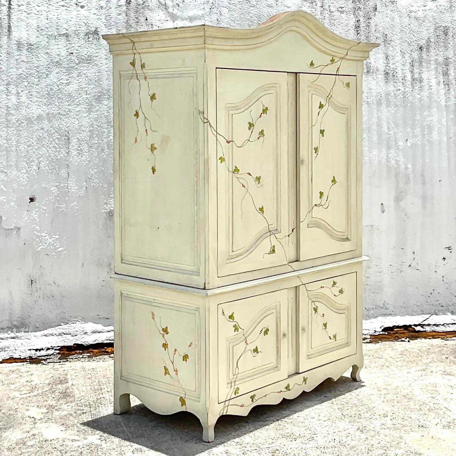 Vintage Boho Hand Painted Armoire 3