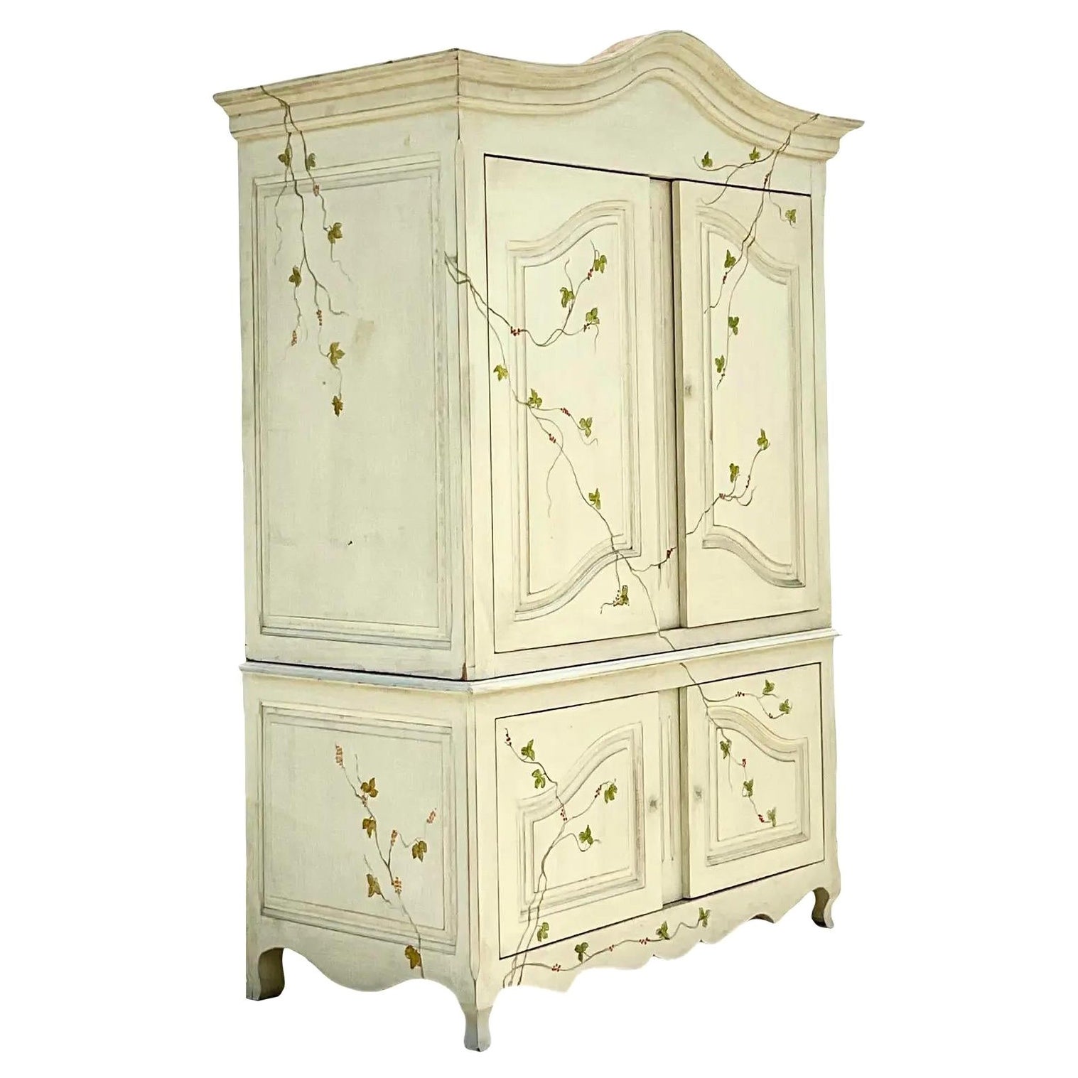 Vintage Boho Hand Painted Armoire