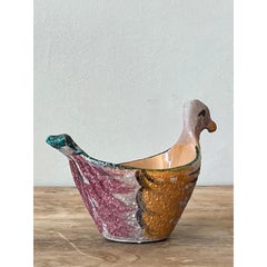 Vintage Boho Hand Painted Bird Bowl