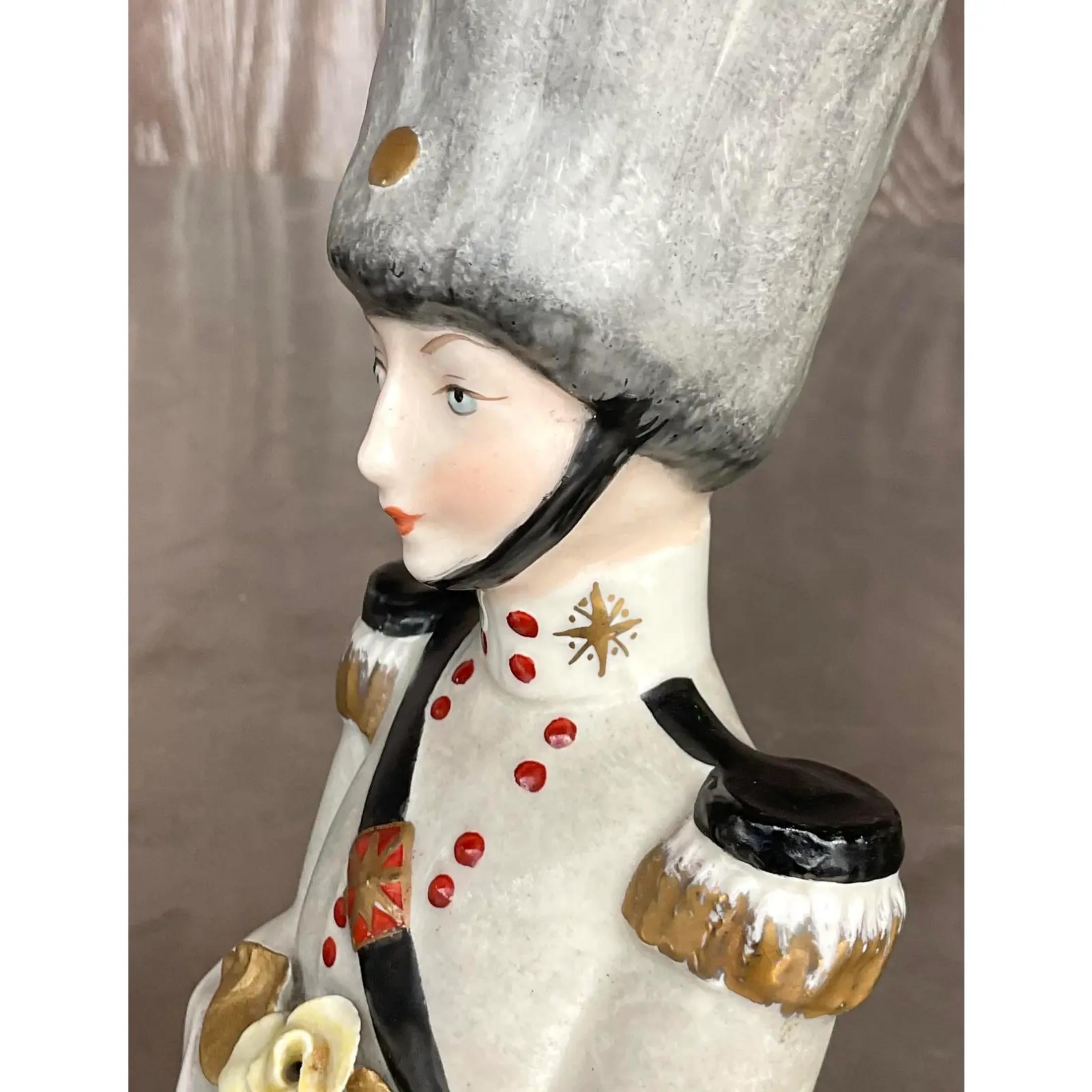 Vintage Boho Hand Painted Bust of Soldier For Sale 4