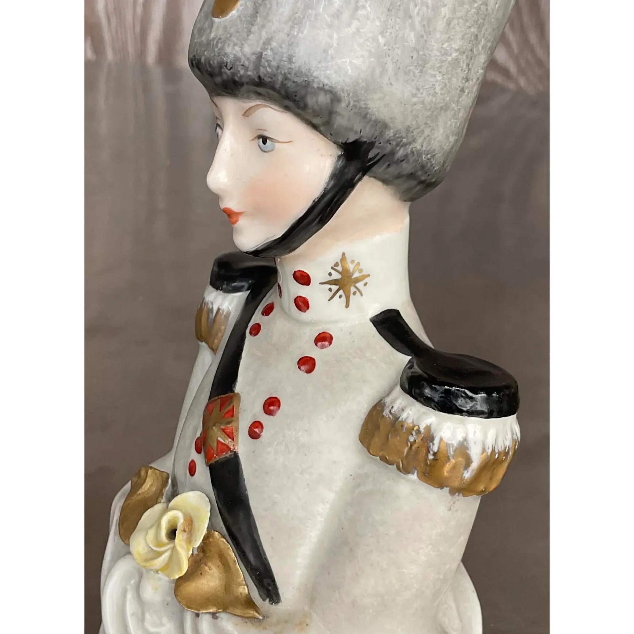 A fabulous vintage Boho Porcelain solider. A chic hand painted figure with a beautiful attention to detail. Acquired from a Palm Beach estate.