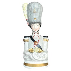 Antique Boho Hand Painted Bust of Soldier