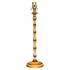 Vintage Boho Hand Painted Carved Bamboo Candlestick Lamp