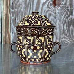 Vintage Boho Hand Painted Ceramic Chocolate Pot