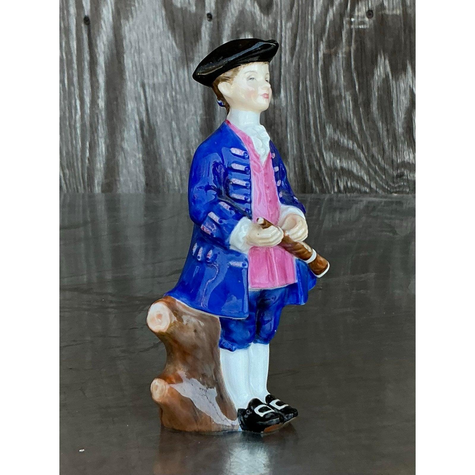 Americano Figura militare in ceramica dipinta a mano Vintage By in vendita