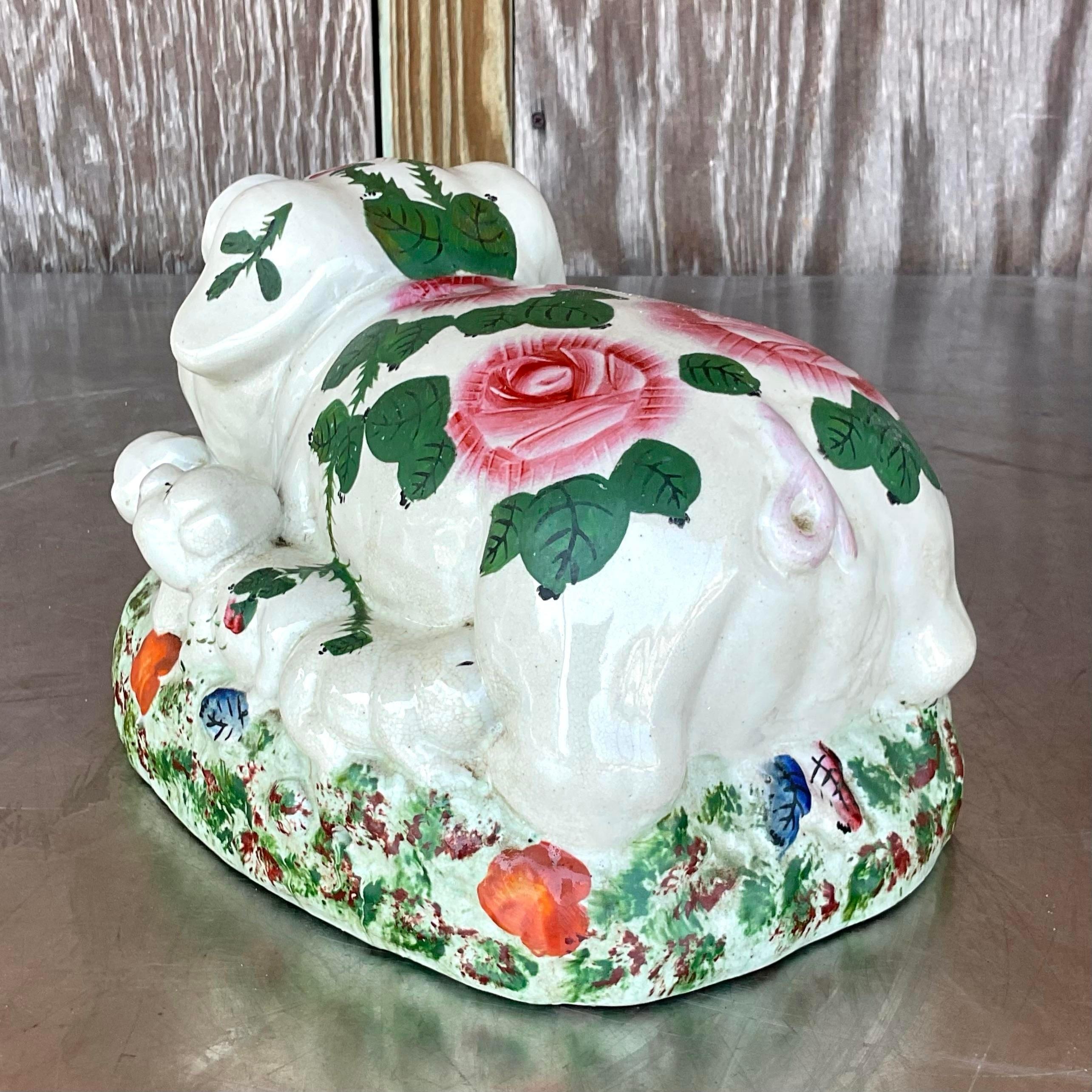 Ceramica Famiglia di maiali in ceramica dipinta a mano Vintage By in vendita