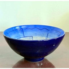 Vintage Boho Hand-Painted Cobalt Blue Bowl