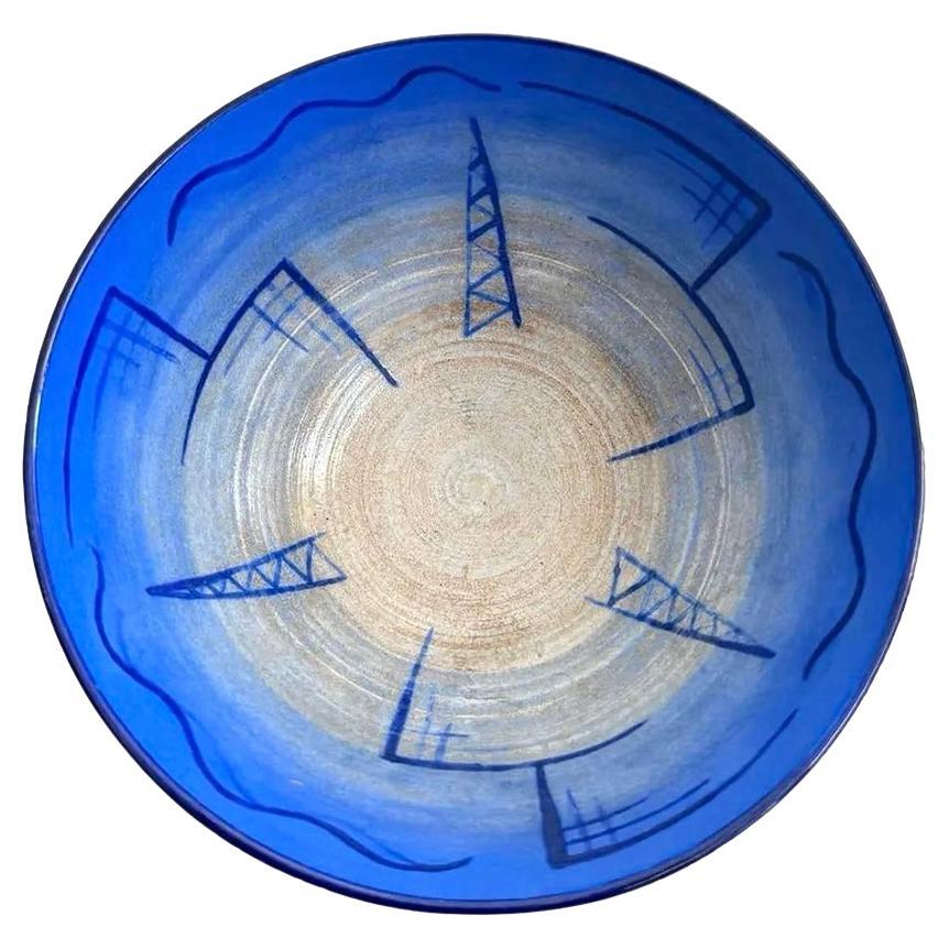 Vintage Boho Hand-Painted Cobalt Blue Bowl
