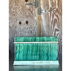 Vintage Boho Hand Painted Faux Malachite Box
