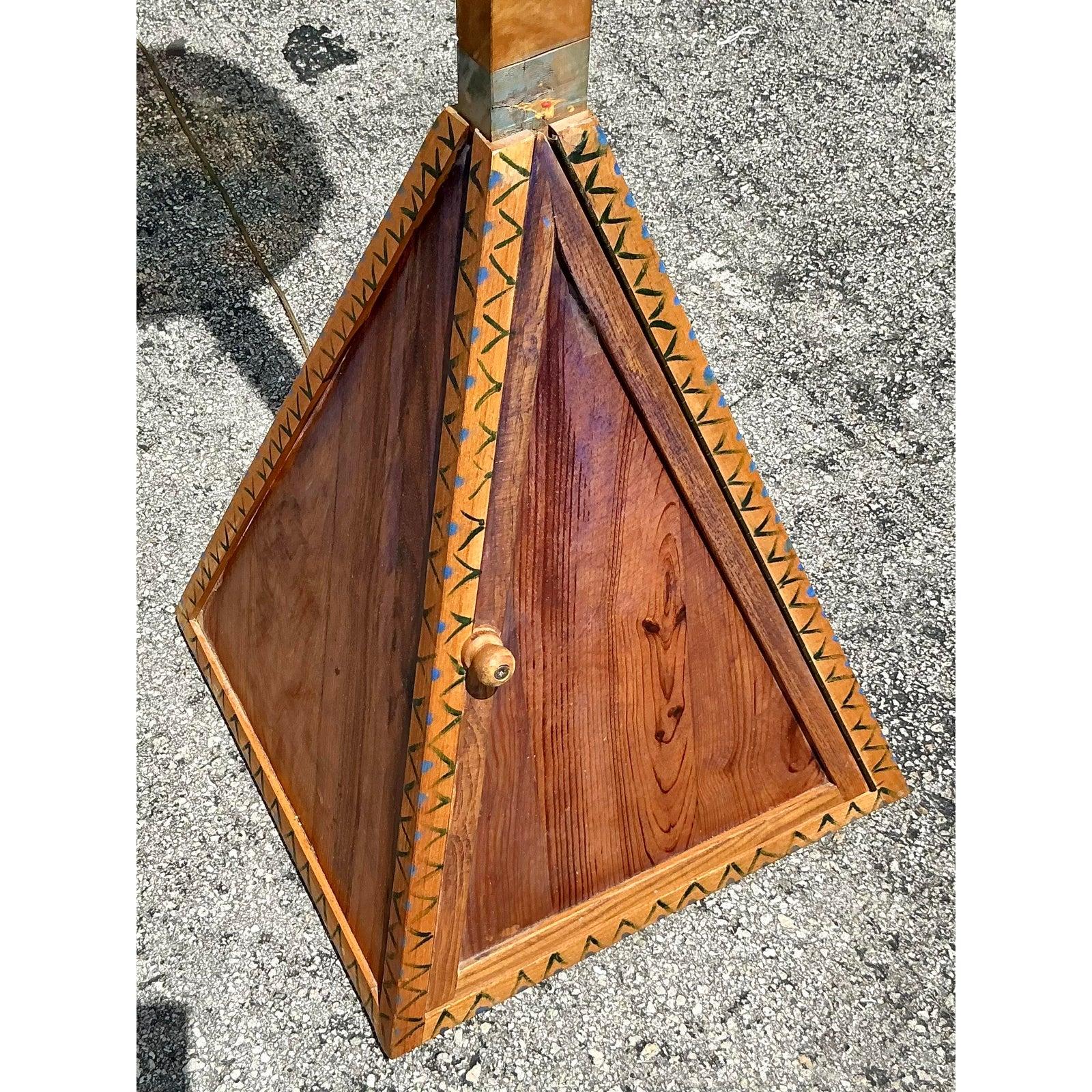 20th Century Vintage Boho Hand Painted Female Floor Lamp For Sale