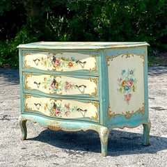 Vintage Boho Hand Painted Floral Dresser
