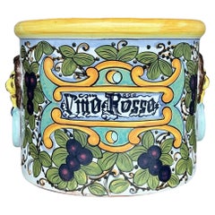 Vintage Boho Hand Painted Glazed Ceramic Wine Urn