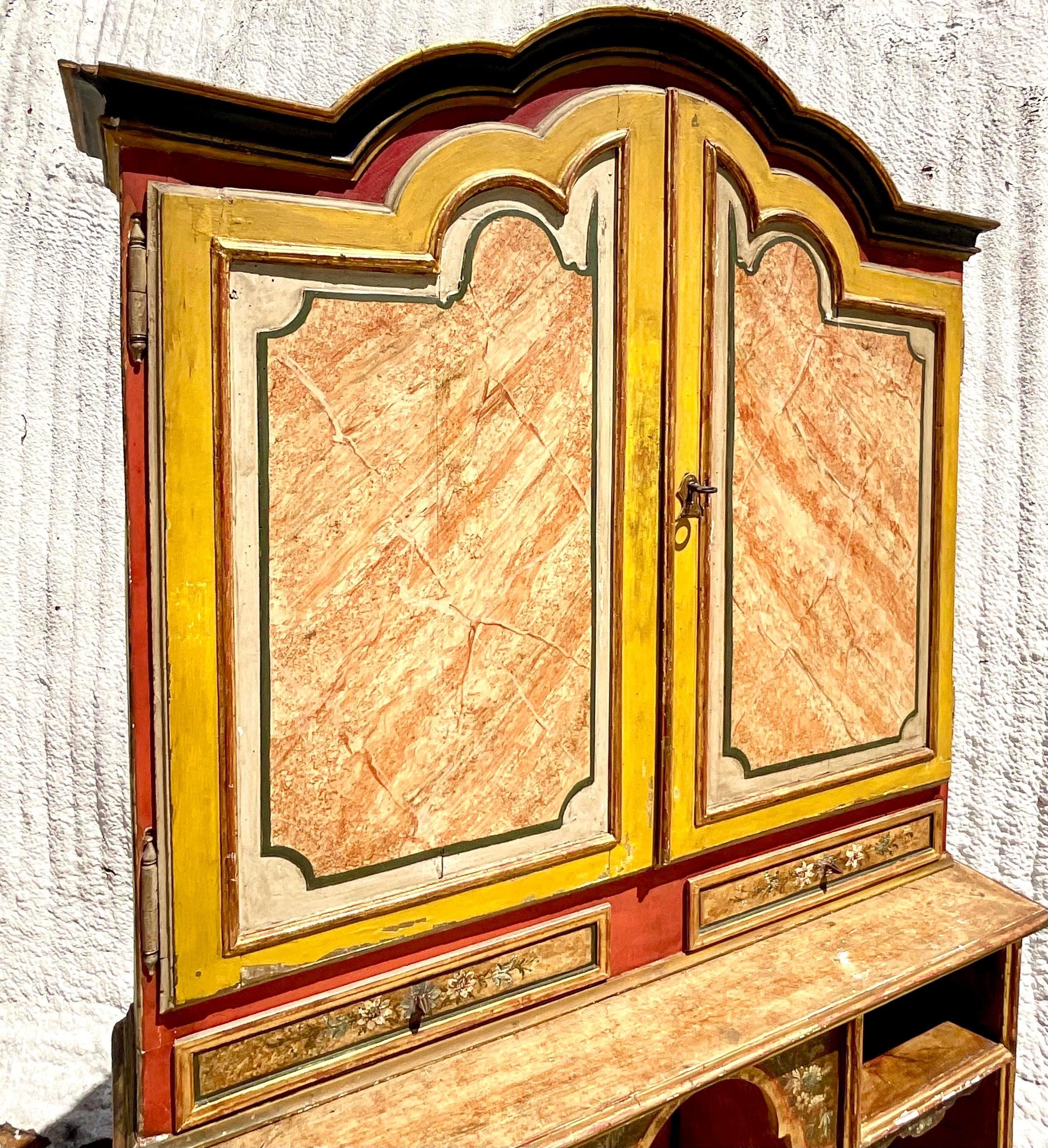 Vintage Boho Hand Painted Gypsy Wagon Cabinet 5