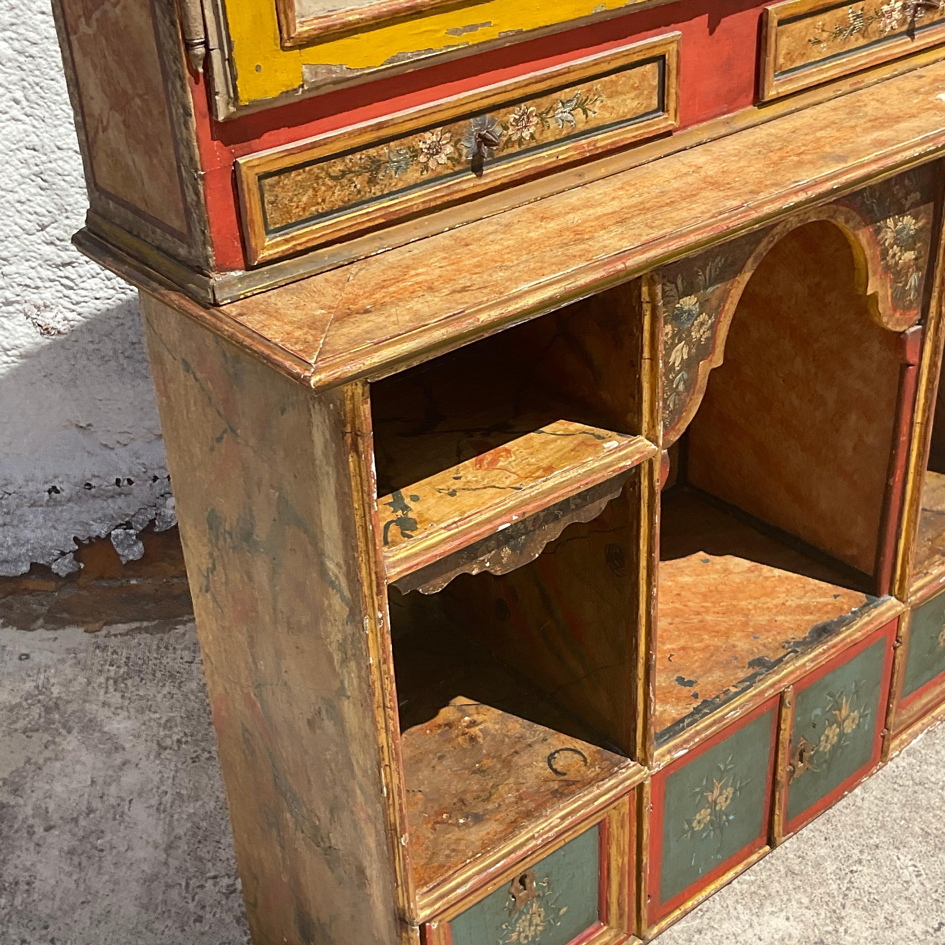 Vintage Boho Hand Painted Gypsy Wagon Cabinet 1