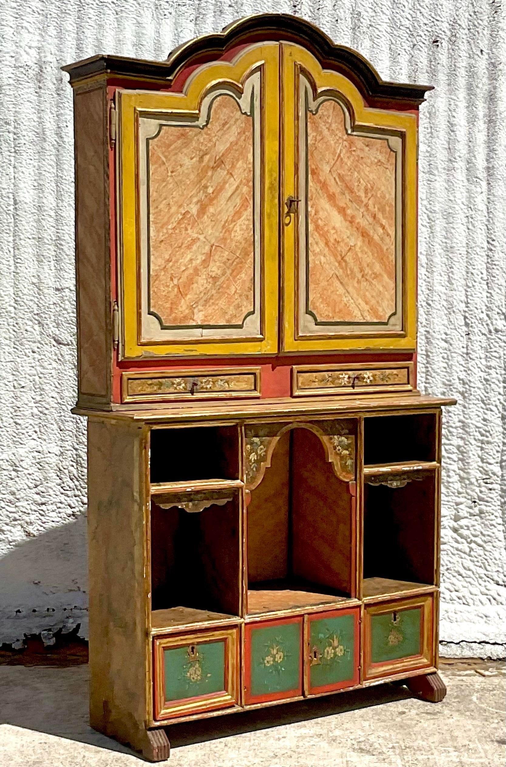 Vintage Boho Hand Painted Gypsy Wagon Cabinet 2