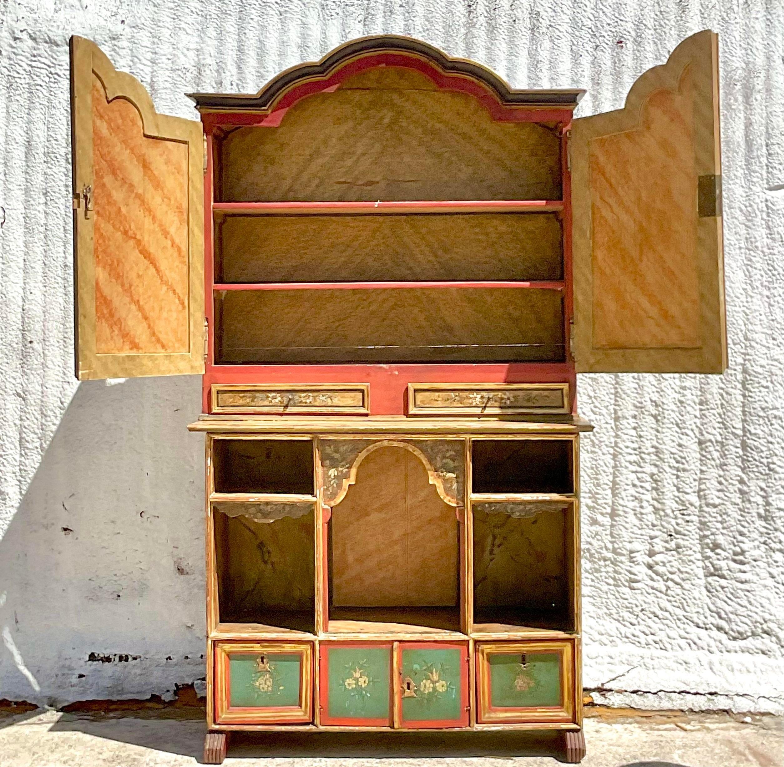 Vintage Boho Hand Painted Gypsy Wagon Cabinet 3