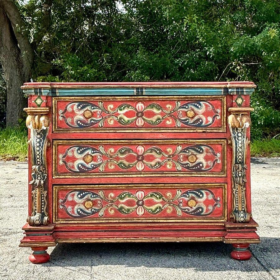 Commode Vintage Boho Peinte à la Main Chariot Gitan Bon état - En vente à west palm beach, FL