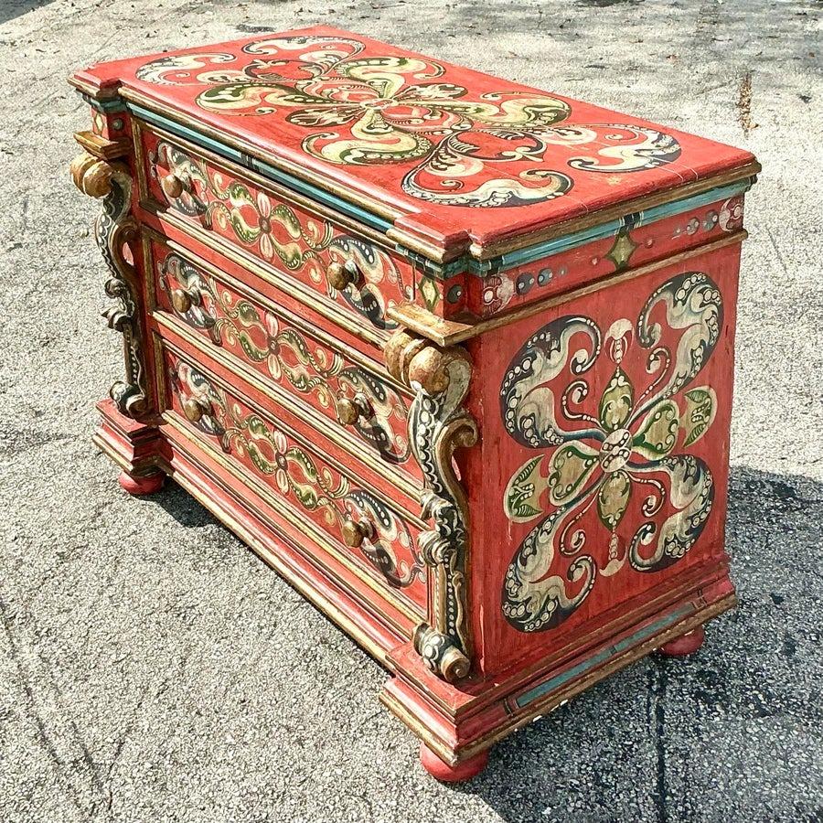 20ième siècle Commode Vintage Boho Peinte à la Main Chariot Gitan en vente