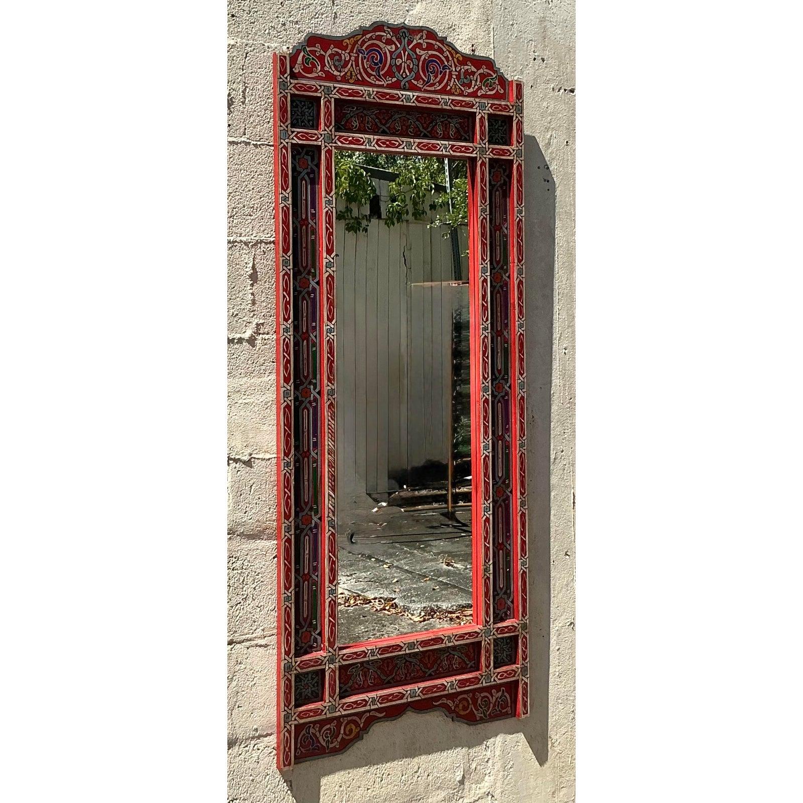 Americano Specchio per carrozzone gitano dipinto a mano in stile boho vintage in vendita