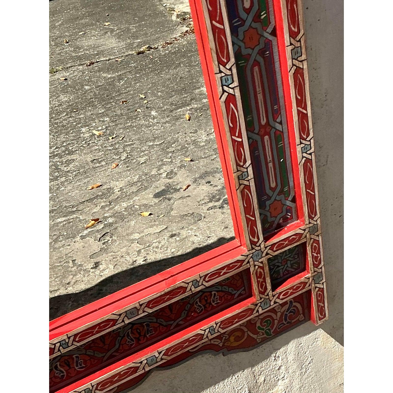 XX secolo Specchio per carrozzone gitano dipinto a mano in stile boho vintage in vendita