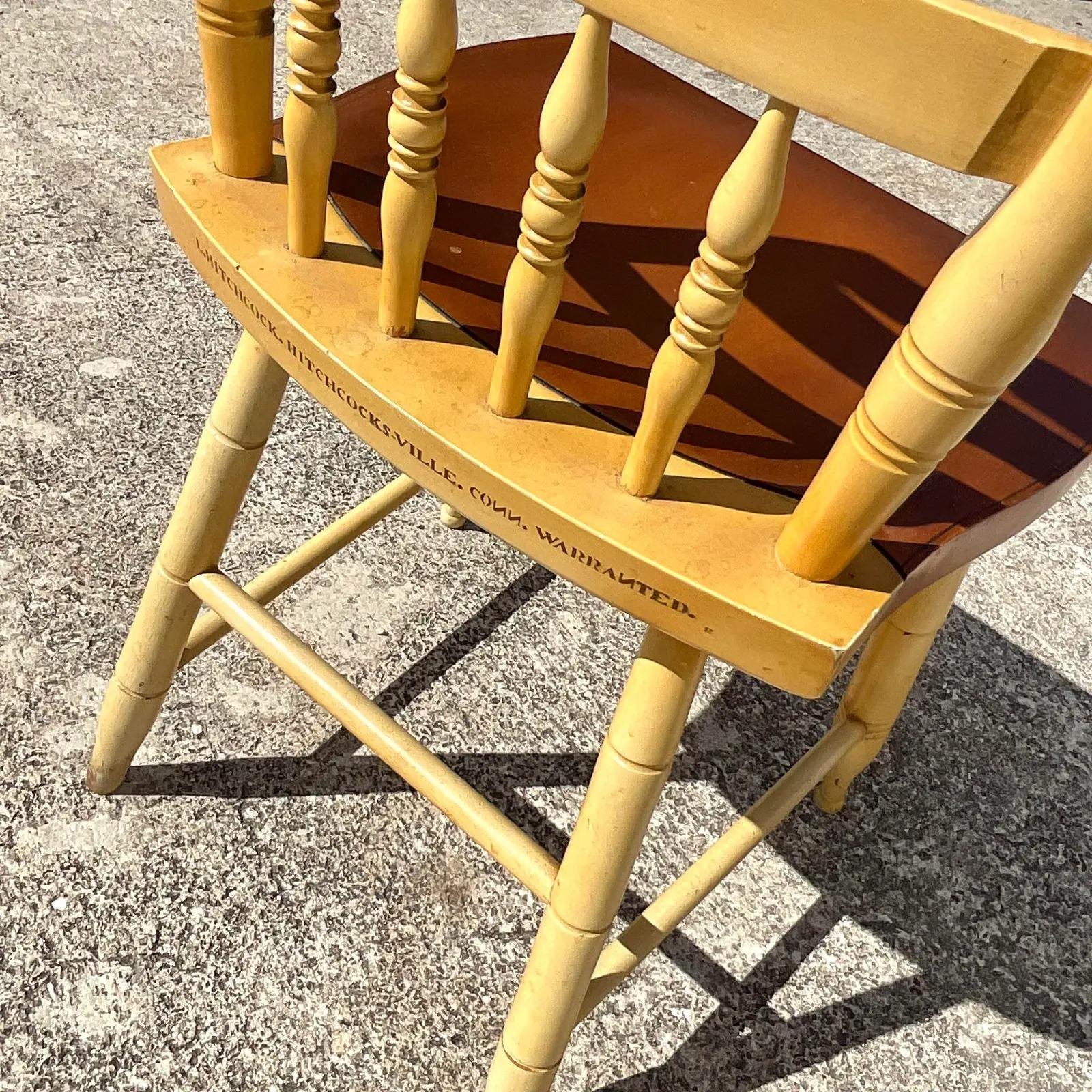 Vintage Boho Hand Painted Hitchcock Dining Chairs - Set of Six In Good Condition In west palm beach, FL