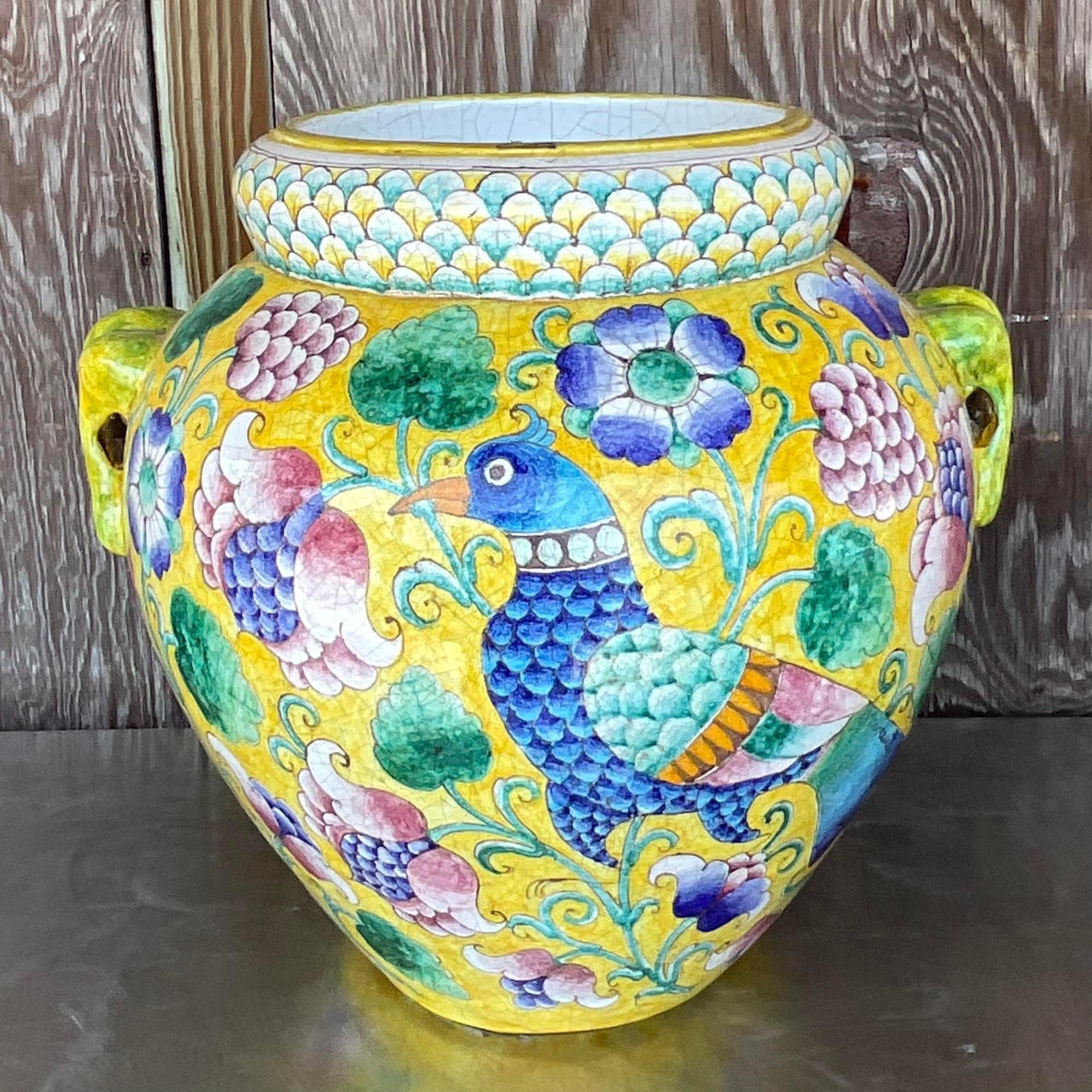Vintage Boho Hand Painted Italian Urn 1