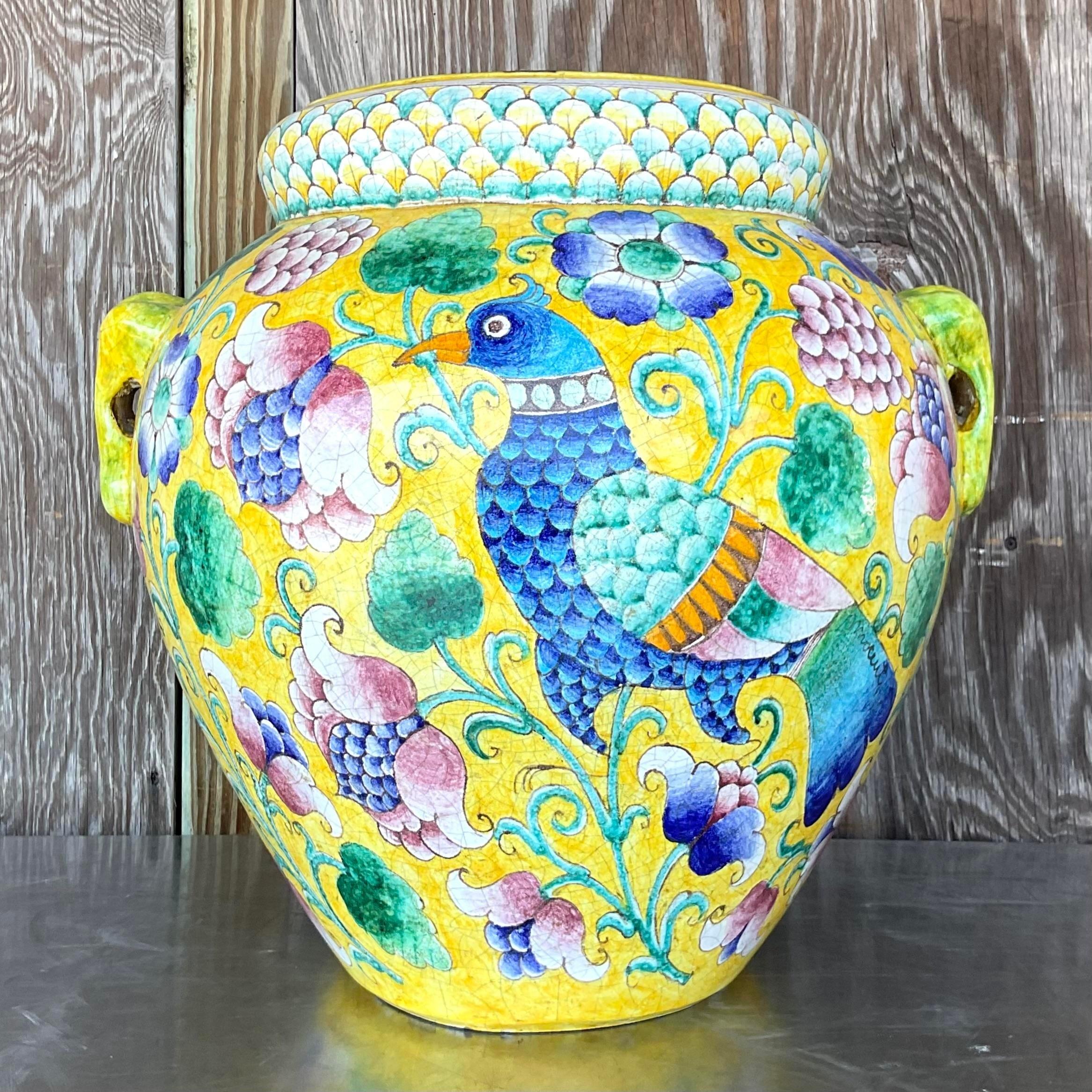 Vintage Boho Hand Painted Italian Urn 2
