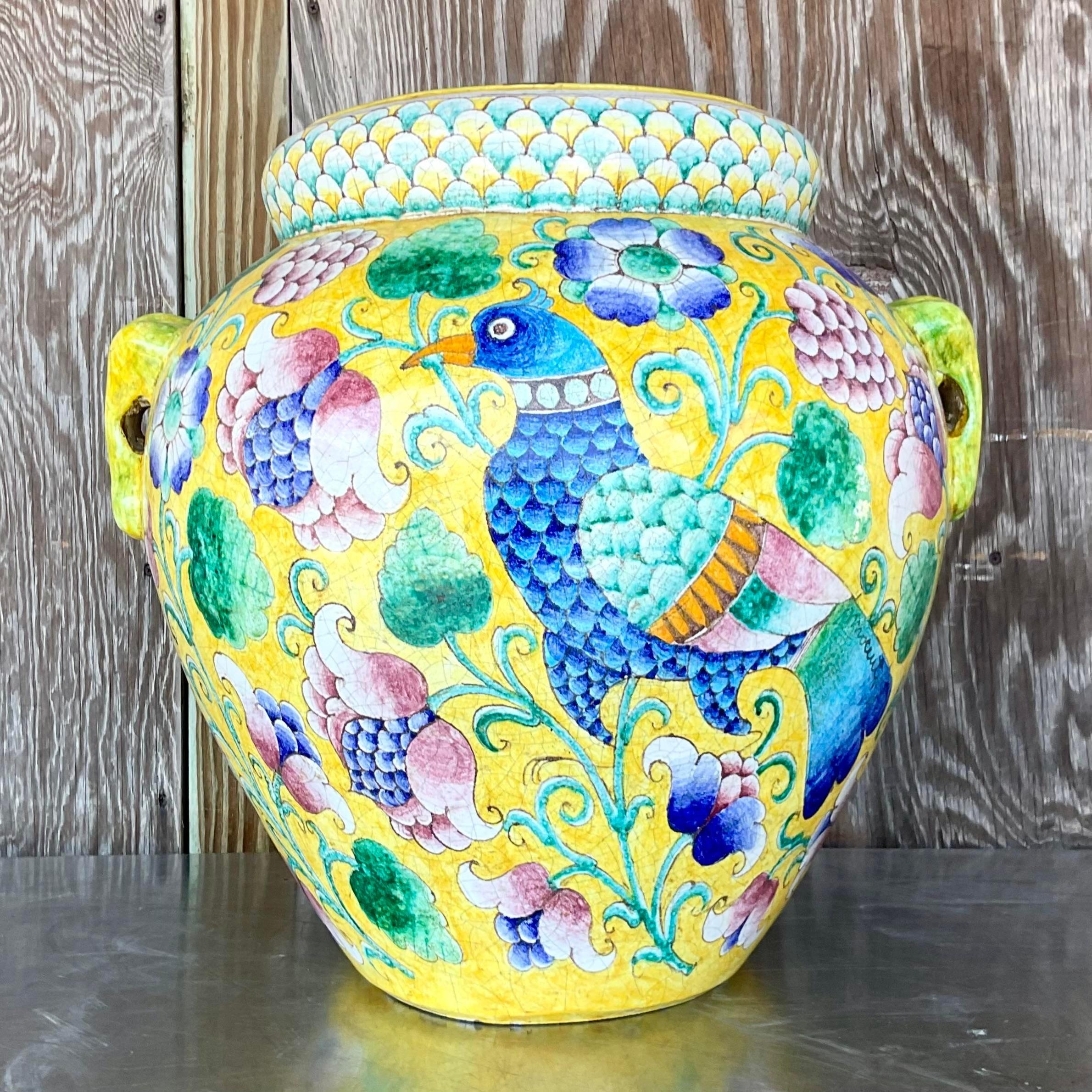 Vintage Boho Hand Painted Italian Urn 3