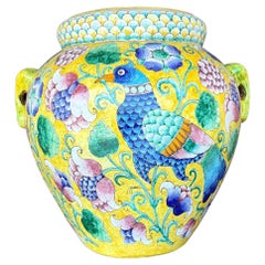 Vintage Boho Hand Painted Italian Urn