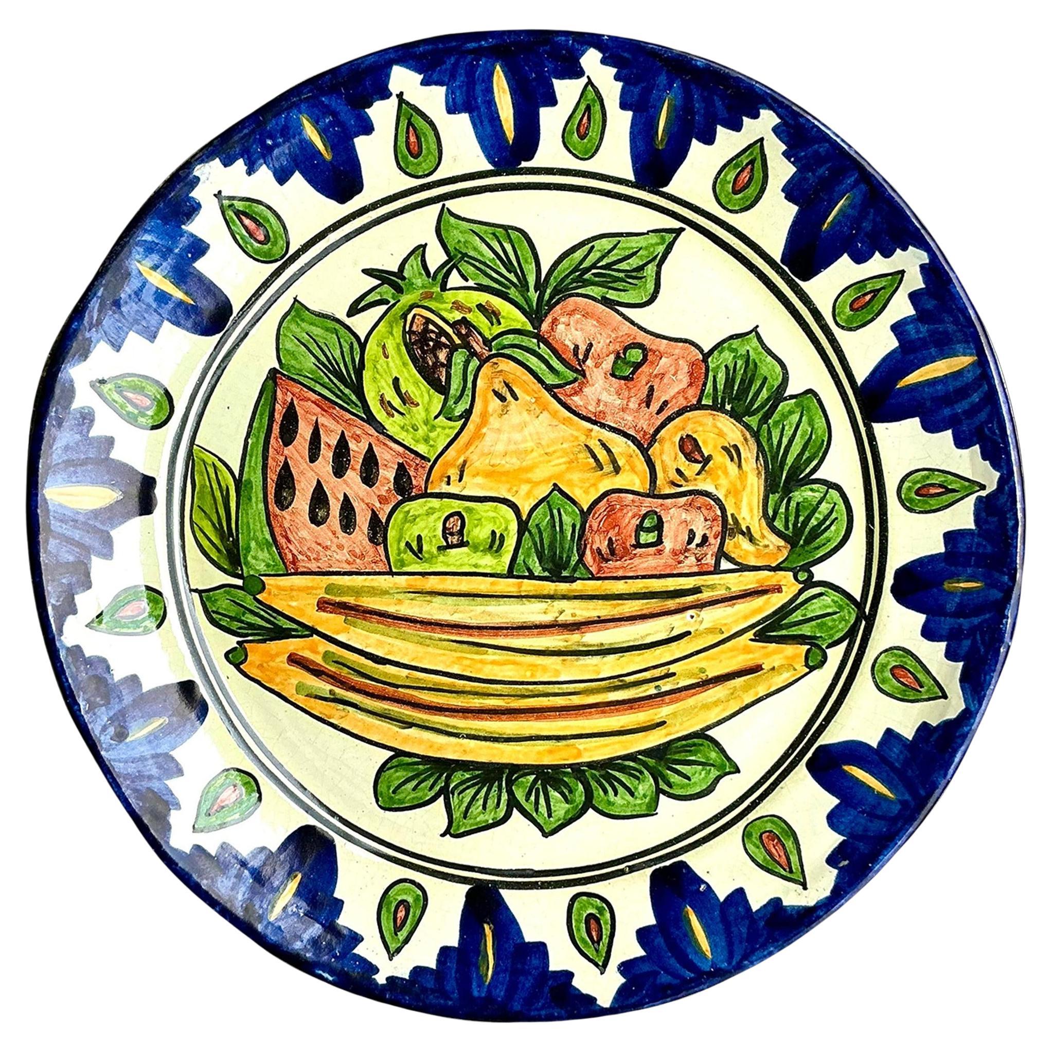 Plato Vintage Boho Pintado a Mano Mexicano