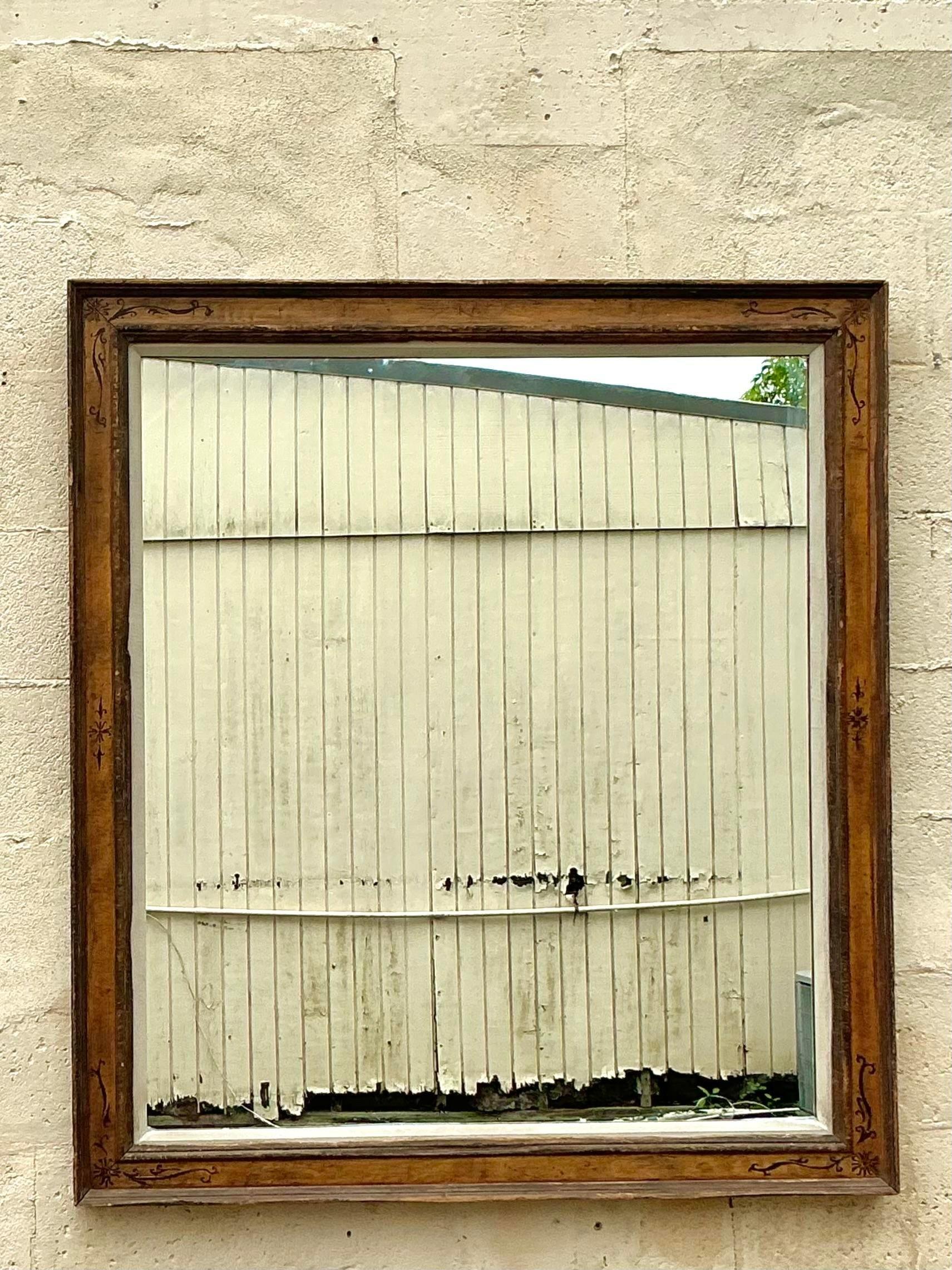 Américain Miroir Boho peint à la main en vente