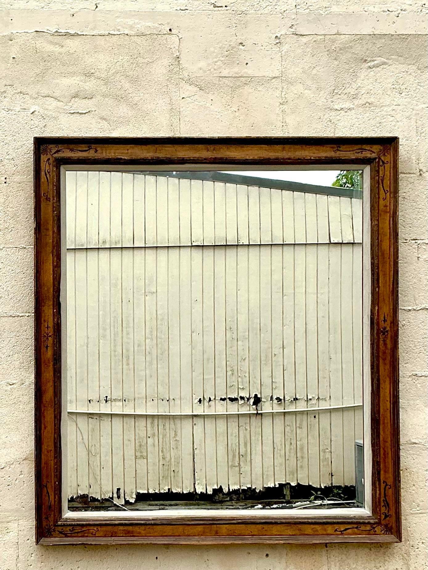 20ième siècle Miroir Boho peint à la main en vente