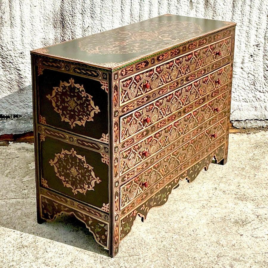 Vintage Boho Hand Painted Moroccan Chest of Drawers 5