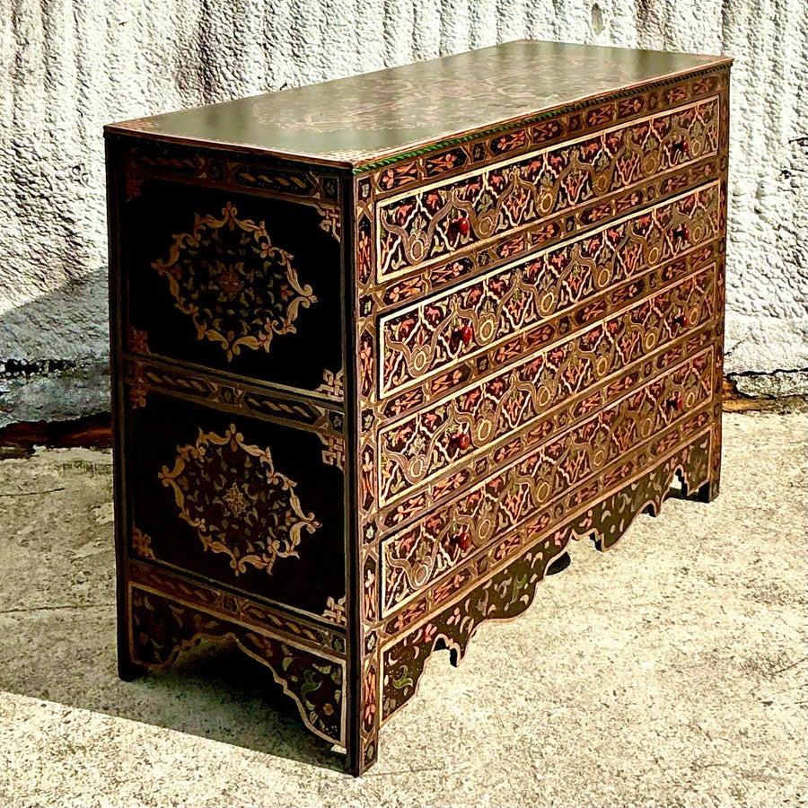Vintage Boho Hand Painted Moroccan Chest of Drawers 6