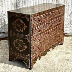 Commode marocaine vintage peinte à la main Boho