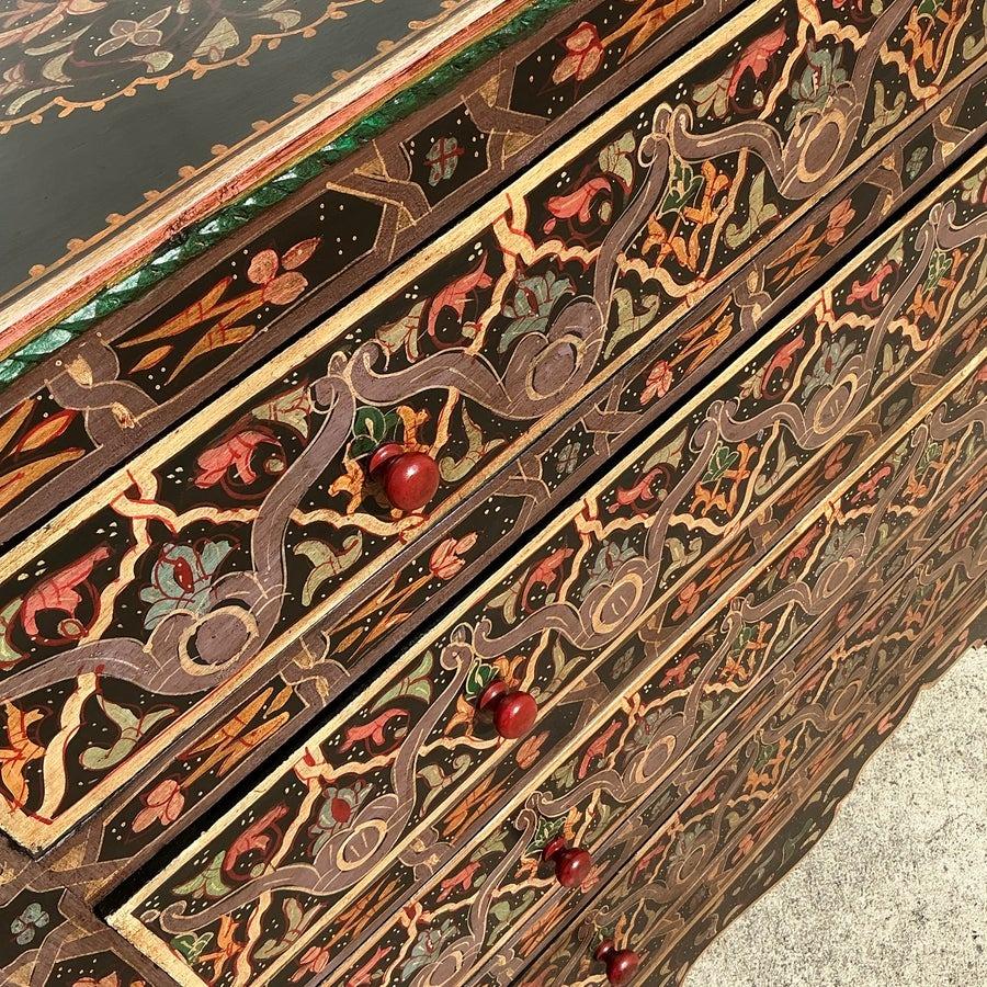 Vintage Boho Hand Painted Moroccan Chest of Drawers 1