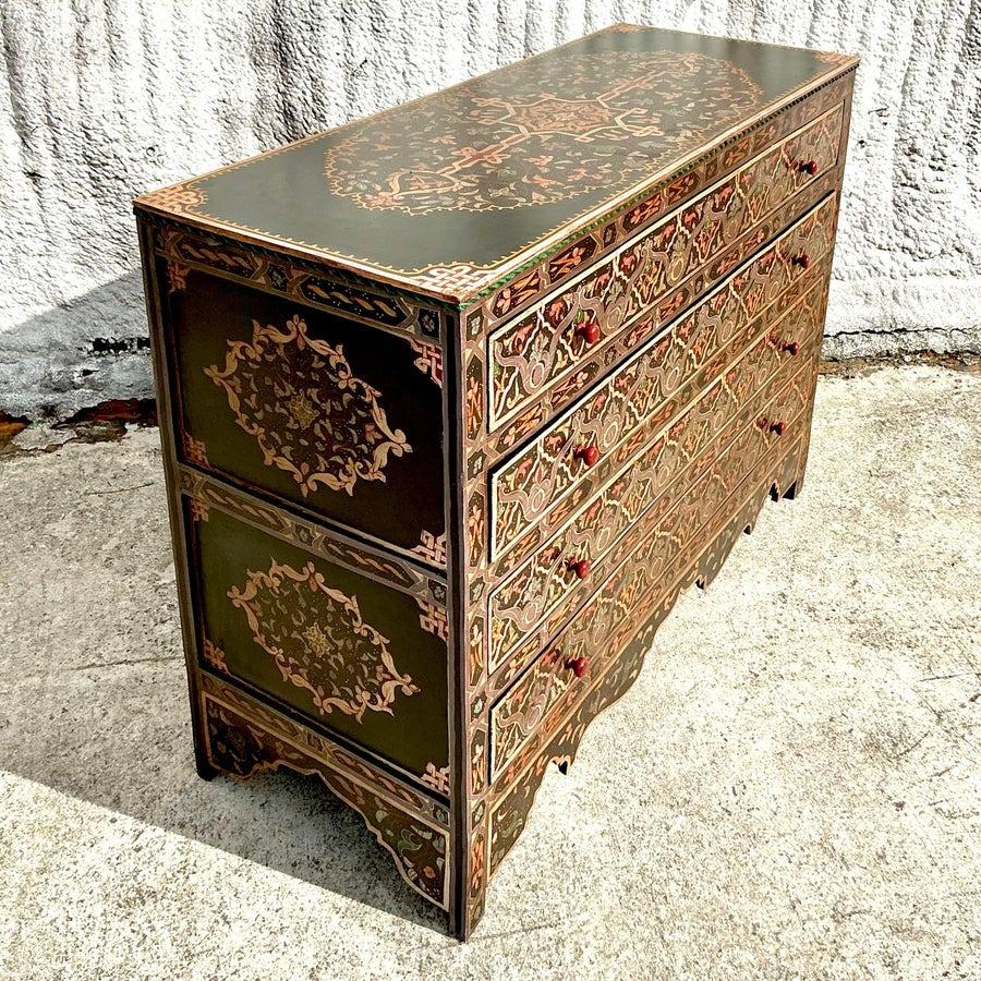 Vintage Boho Hand Painted Moroccan Chest of Drawers 2
