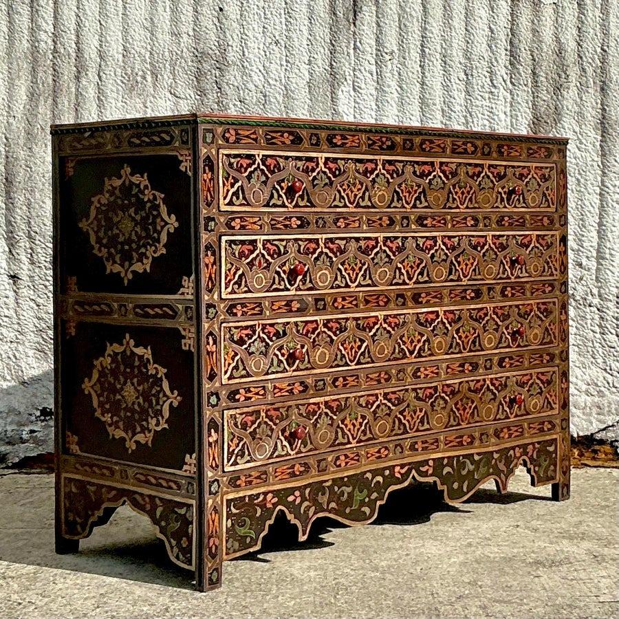 Vintage Boho Hand Painted Moroccan Chest of Drawers 3