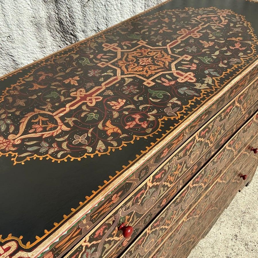 Vintage Boho Hand Painted Moroccan Chest of Drawers 4