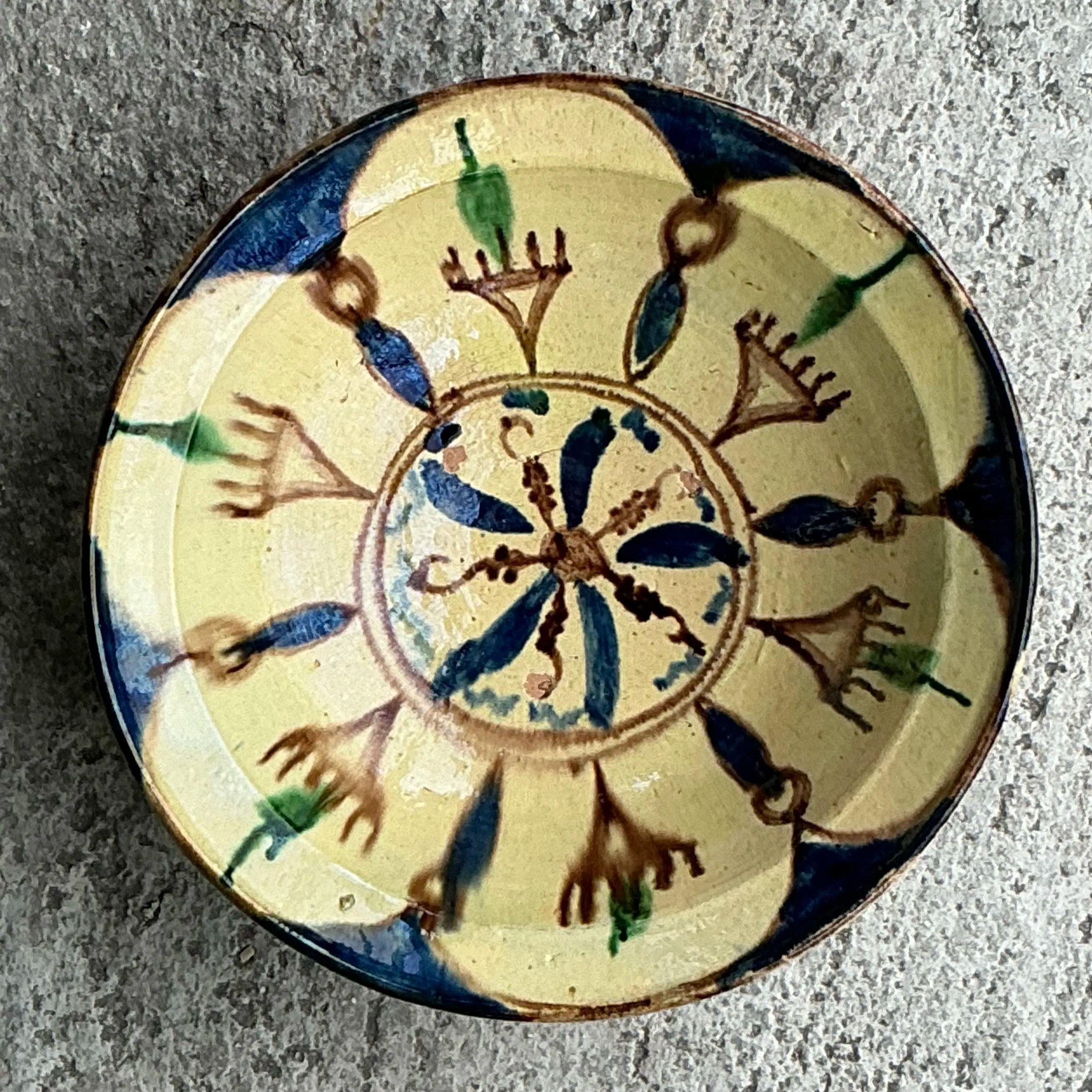 Marocain Bol en céramique émaillée marocaine peint à la main de style Boho en vente