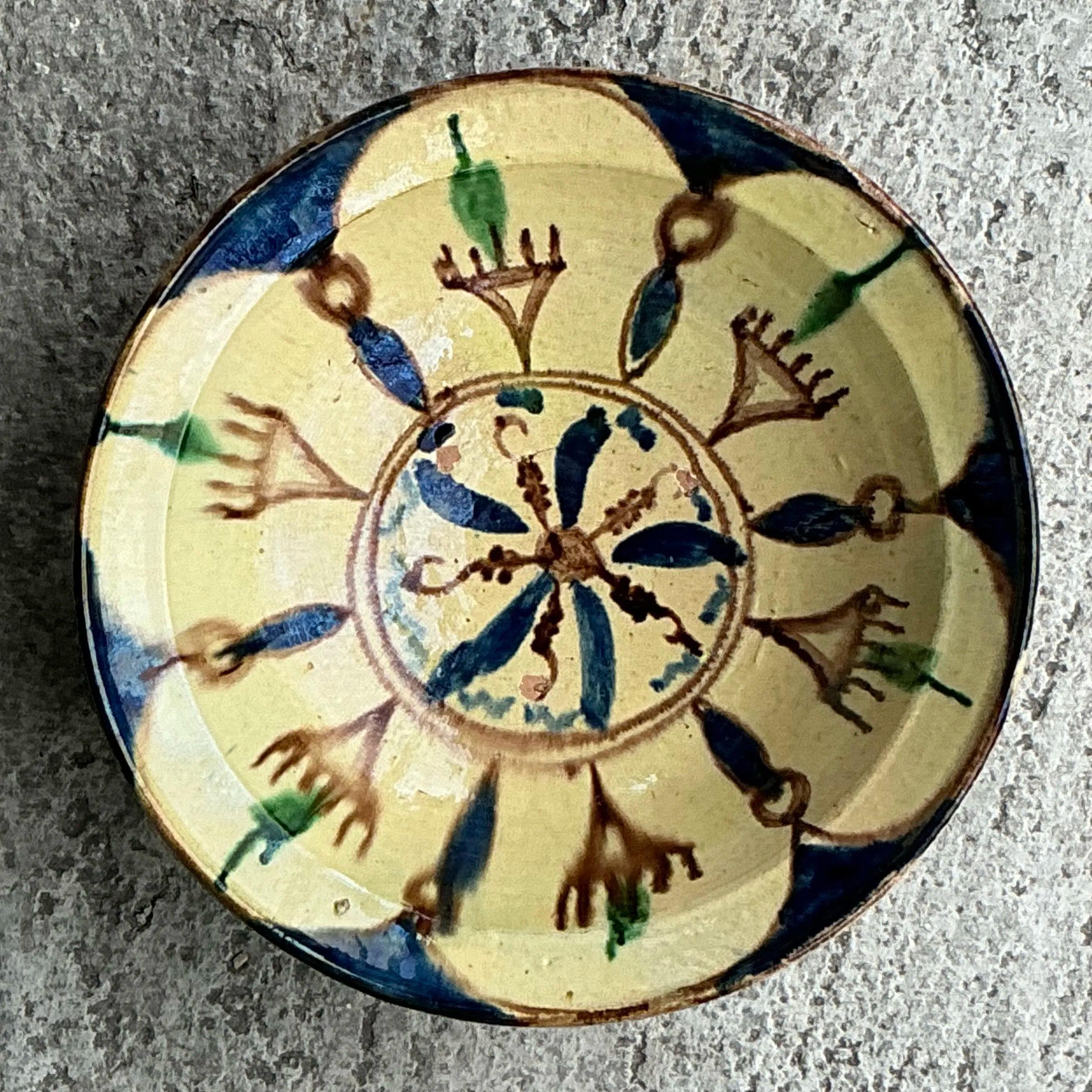 20ième siècle Bol en céramique émaillée marocaine peint à la main de style Boho en vente
