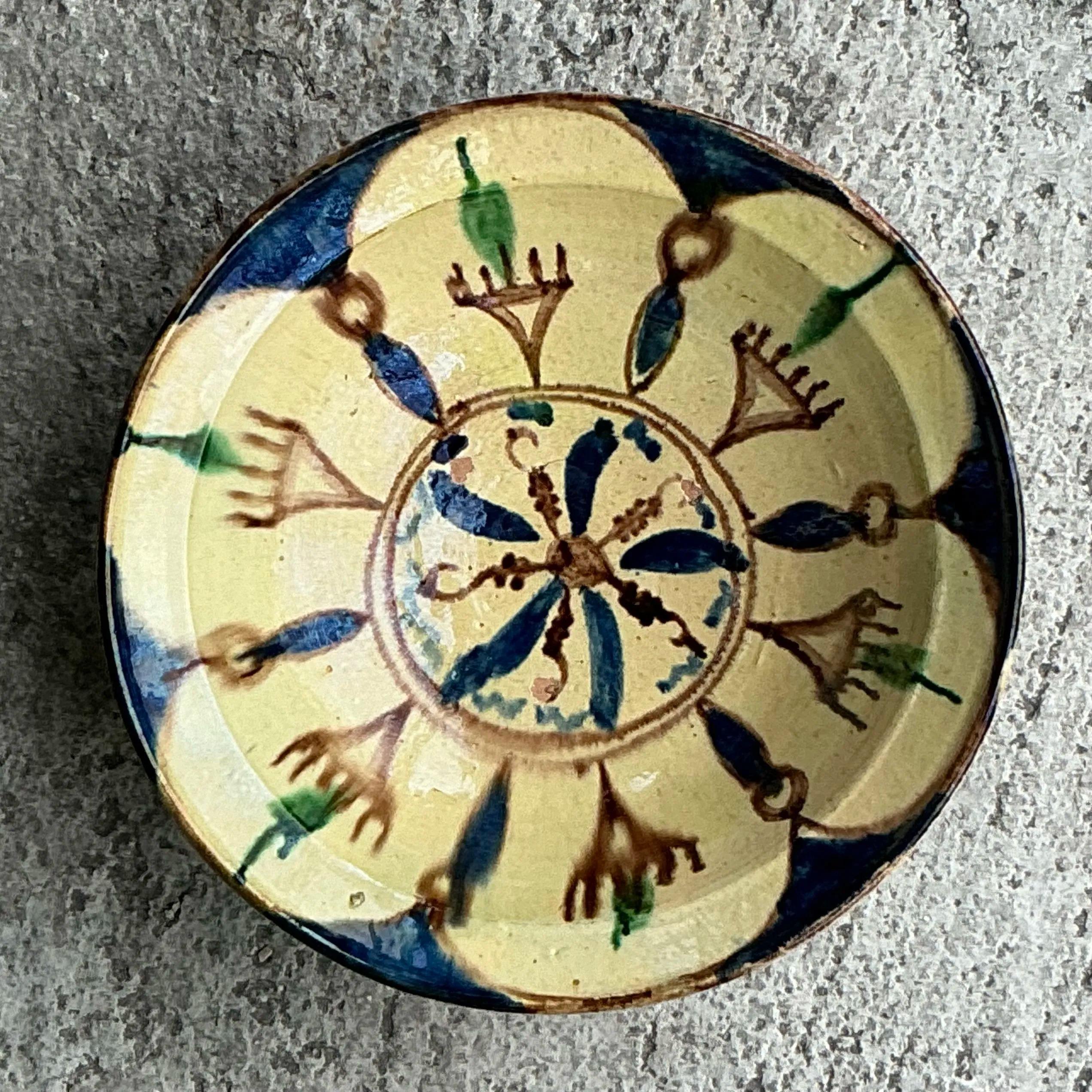 Céramique Bol en céramique émaillée marocaine peint à la main de style Boho en vente