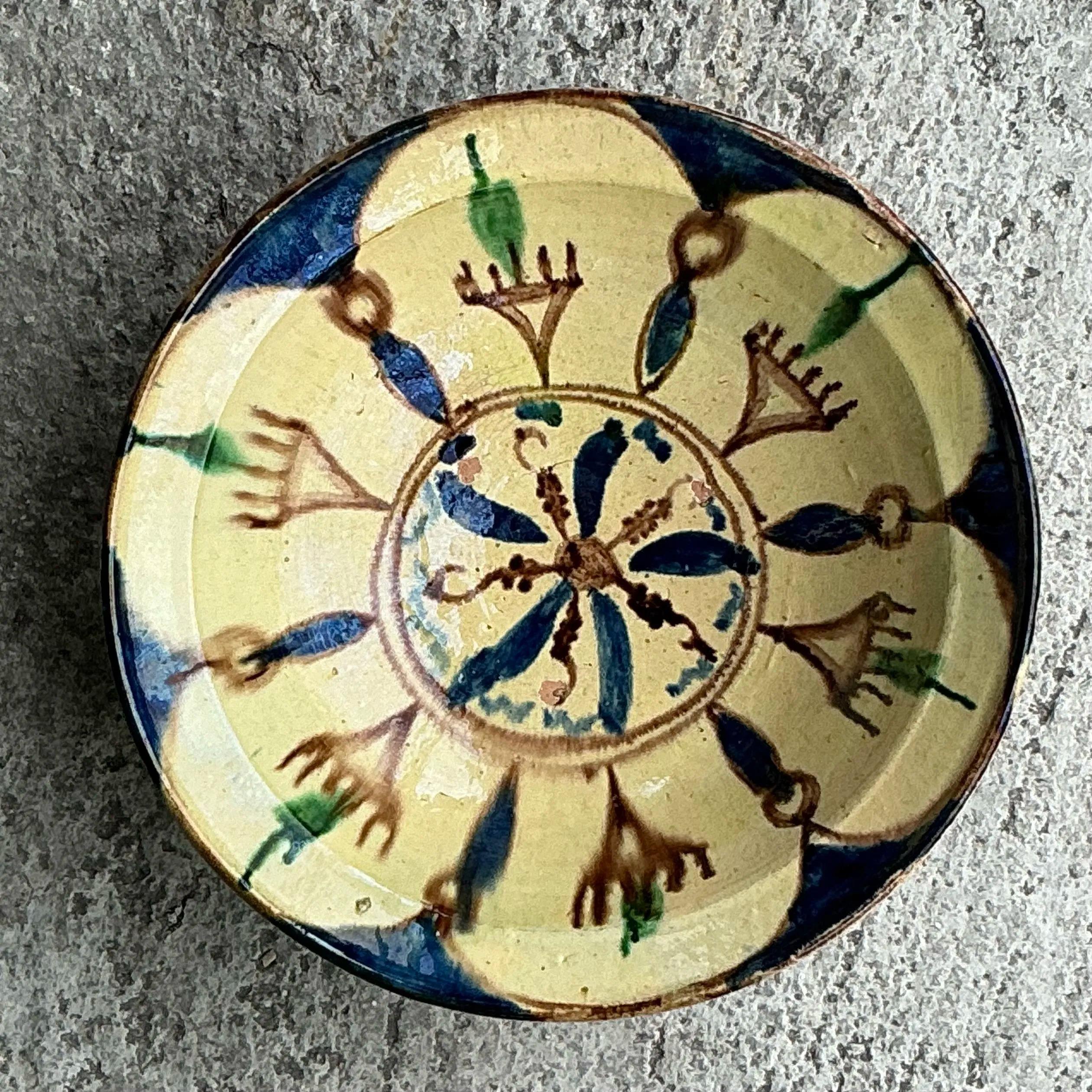 Bol en céramique émaillée marocaine peint à la main de style Boho en vente 2