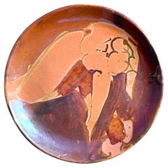 Plato Vintage Boho Pintado a Mano Nude Studio Pottery