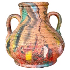 Vintage Boho Hand Painted Pottery Vase
