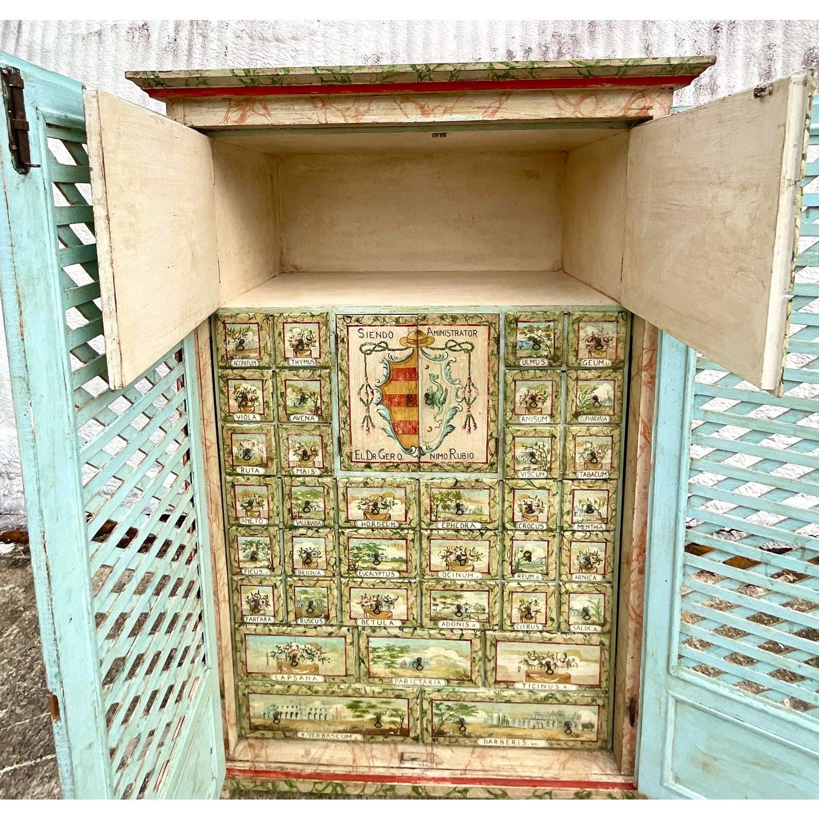 Vintage Boho Hand Painted Spice Cabinet 3