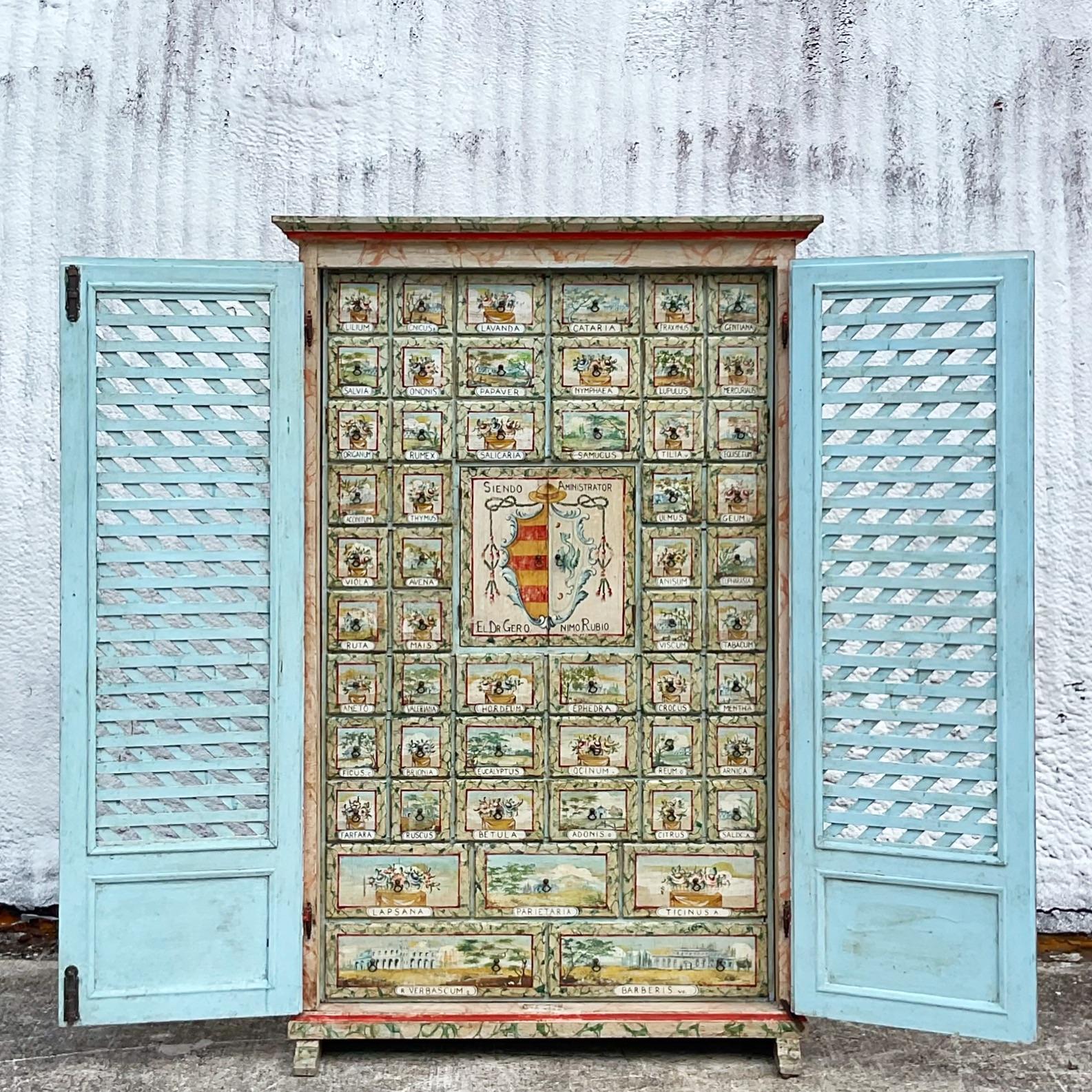 Vintage Boho Hand Painted Spice Cabinet 5