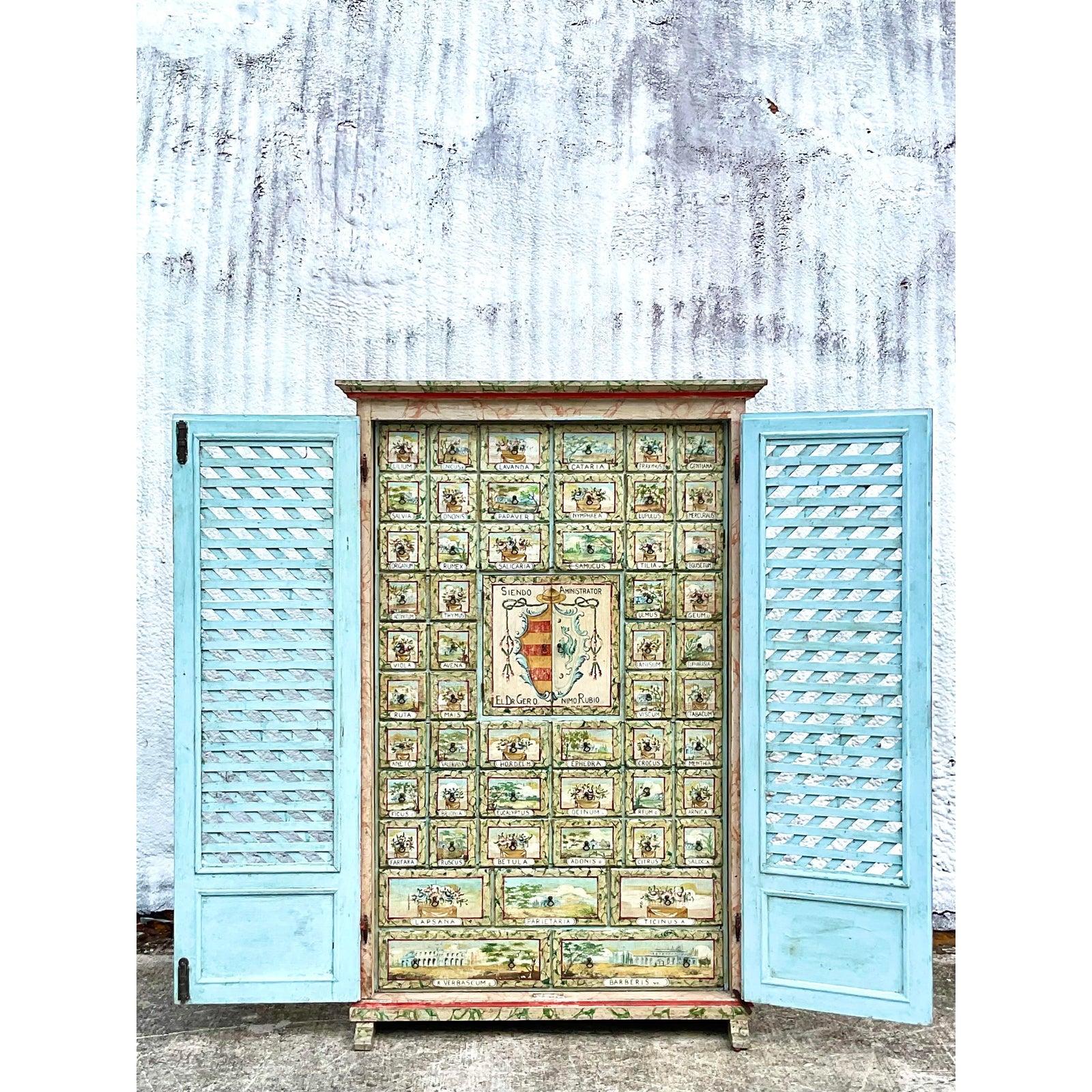Vintage Boho Hand Painted Spice Cabinet 2