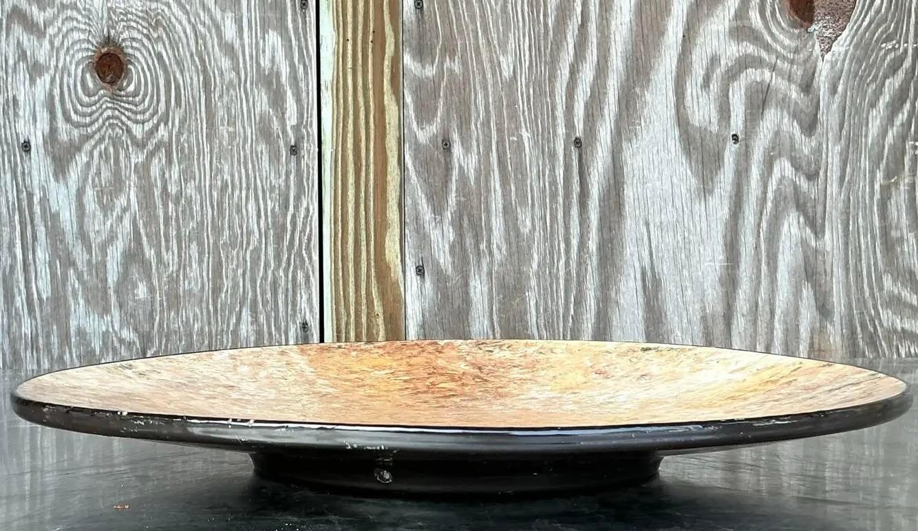 Vintage Boho Hand Painted Studio Pottery Plate (amerikanisch) im Angebot
