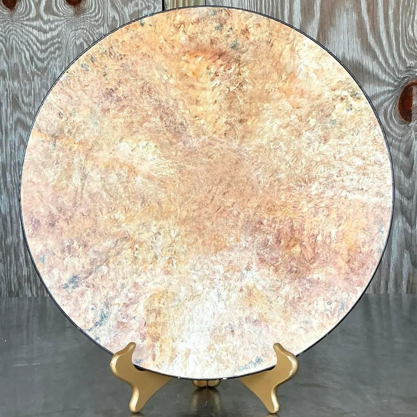 Vintage Boho Hand Painted Studio Pottery Plate im Zustand „Gut“ im Angebot in West Palm Beach, FL